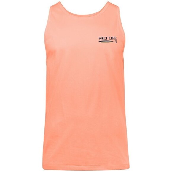 Salt Life Men's Lure Me In Graphic Sleeveless Cotton Tank Tee Light Orange M - Picture 1 of 6